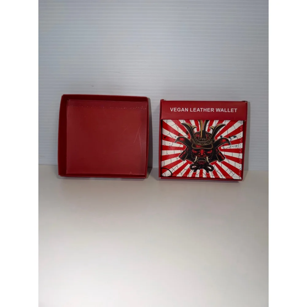 Men's Samurai Demon Vegan Leather Wallet One Size Red White NEW NEW IN PACKAGING
